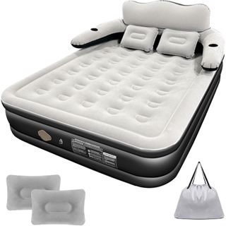 Colchão Inflável Queen Casal  com Encosto e Bomba Elétrica Embutida Cama De Campanha em Oferta na Shopee