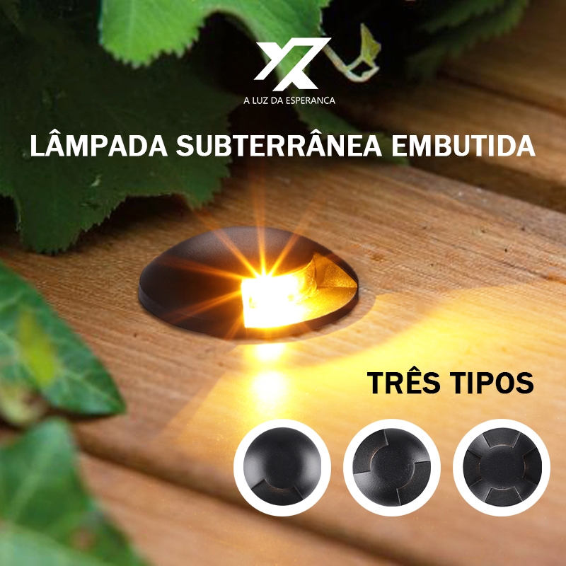 Luz de jardim, luz de chão LED, luz de relvado embutida, luz de chão redonda à prova d'água, luz branca quente. em Oferta na Shopee