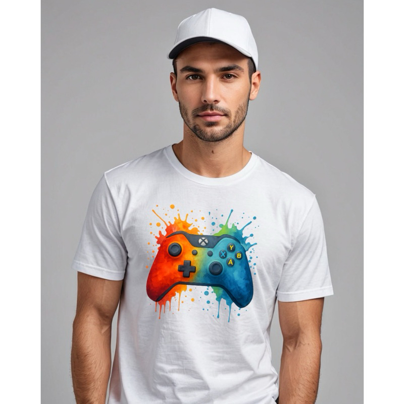 Camiseta Unissex Algodão T-shirt Manga Curta Controle Colors Videogame Gamer Box - Infantil, Adulto e Plus Size