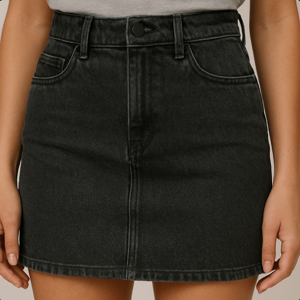 Saia Jeans Feminina Cintura Alta Levanta Bumbum Cós Alto Sem lycra - Women Clothes