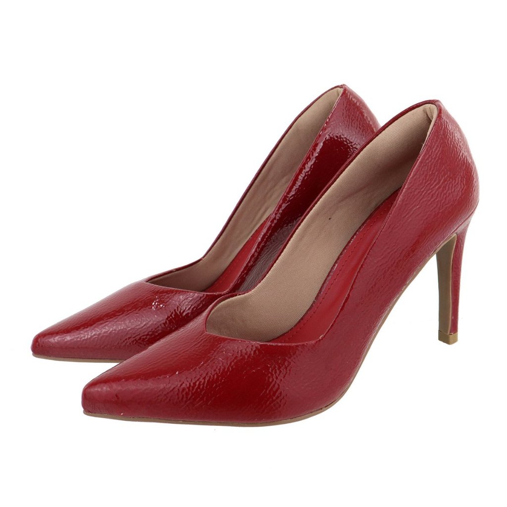 Sapato Scarpin Feminino Valentina Salto Alto Bico Fino Vermelho