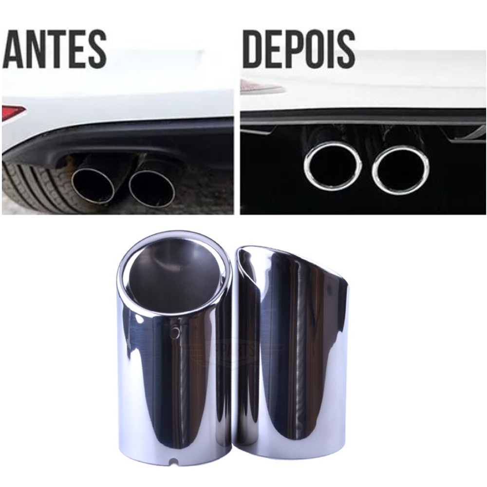 Acessorios Ponteira Inox 2 Pçs Audi A3 A4 Q3 S3 A5 A6 Vw Jetta 2.0 Tsi Golf Gti