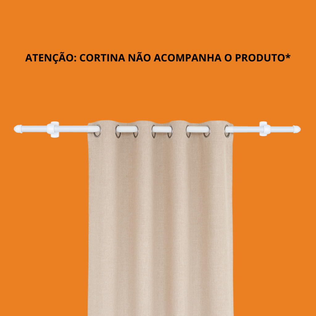 Varão Cortina Polipropileno Suporte + Parafusos Fácil Instalação Parede Achadinhos Promoção
