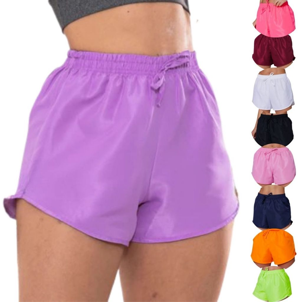 Short Tactel Feminino Soltinho Praia Piscina Plus Size Shortinho Exercícios Academia em Oferta na Shopee