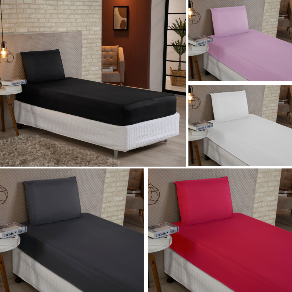 Jogo de Lençol Solteiro 2 Peças com Elástico Microfibra Peletizada Antibolinha