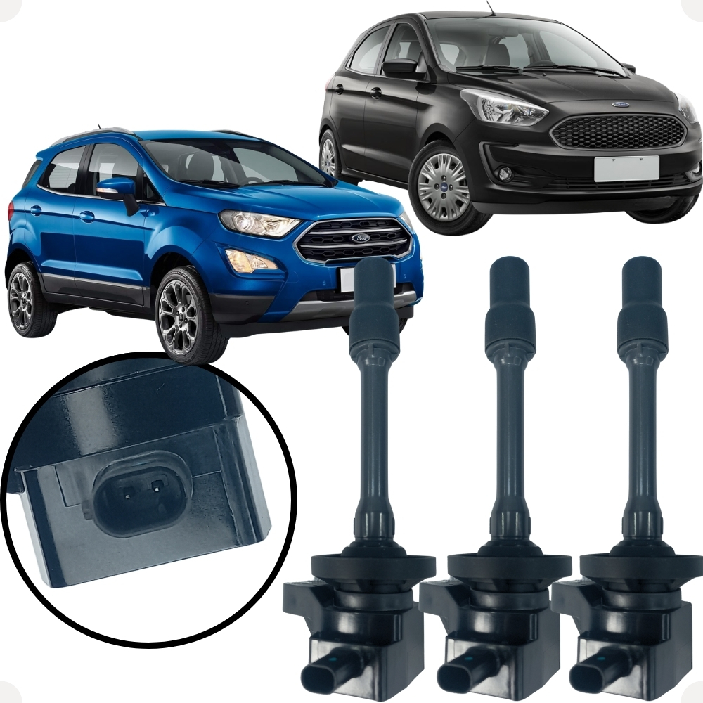 Kit 3 Bobinas de Ignição Caneta Seca Lápis 2 Pinos Ecosport Ka 1.5 3cc 2017 2018 2019 2020 2021 2025 em Oferta na Shopee