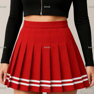 SAIA COLEGIAL ANIME/ COSPLAY / PREGUEADA VERMELHO em Oferta na Shopee