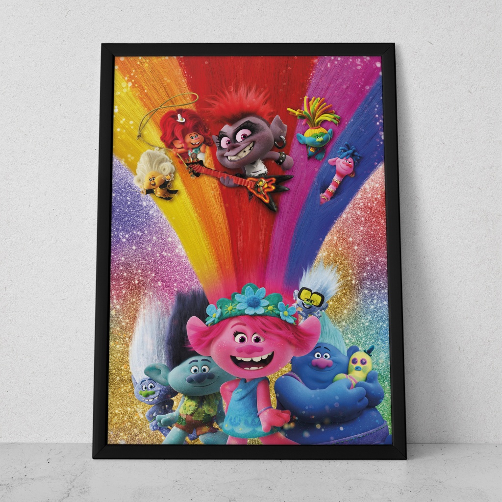 Quadro Decorativo Placa 80x60 mdf alta resolução full hd] DESENHO ANIMADO TROLLS  sala quarto escritório