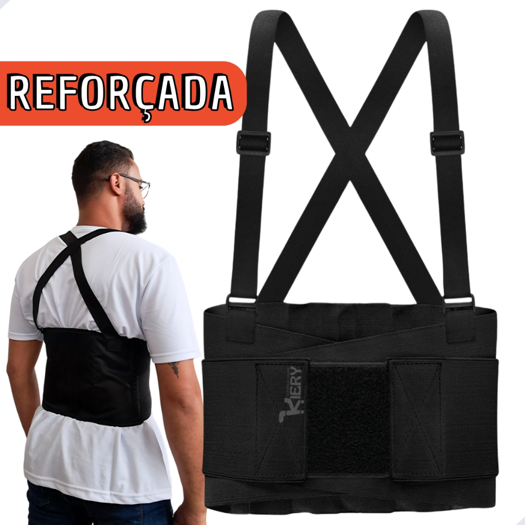 Cinta Colete Lombar Reforçada Elástica Ajustável EPI Corretor de Postura Carregar Peso