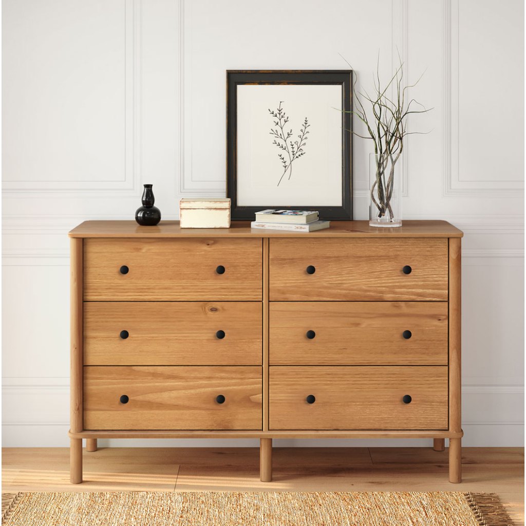 Cômoda Grande Madeira 6 Gavetas Pés Altos Freijó Apoana em Oferta na Shopee