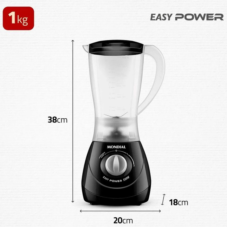 Detalhes do Liquidificador Mondial Easy Power 550W - 2 Velocidades