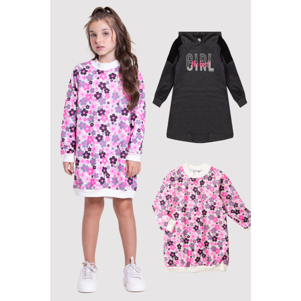 Kit 2 Vestidos Infantil Menina Inverno
