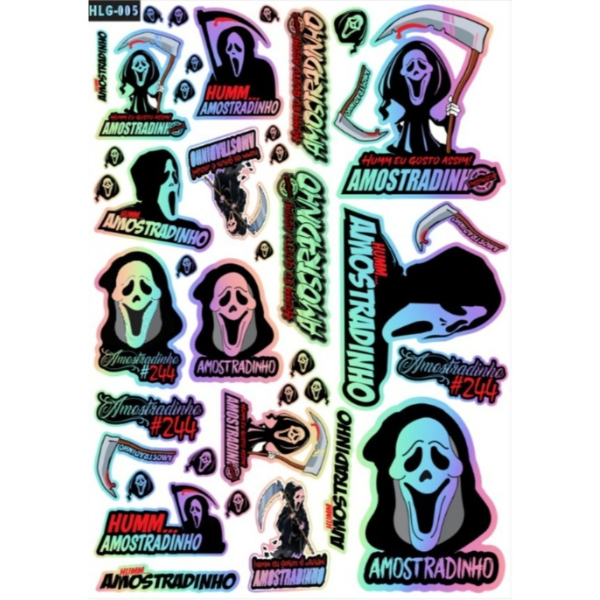 120 - 40 Adesivos - Holográfico 'Camaleão'  Hum Eu Gosto Assim Amostradinho - Moto - Bike - Aprova D'agua