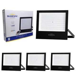 Kit 4 Refletor Led Holofote Carcaça 150w Prova D'água Preto Bivolt Play Luz Branco Frio Blumenau 6500k