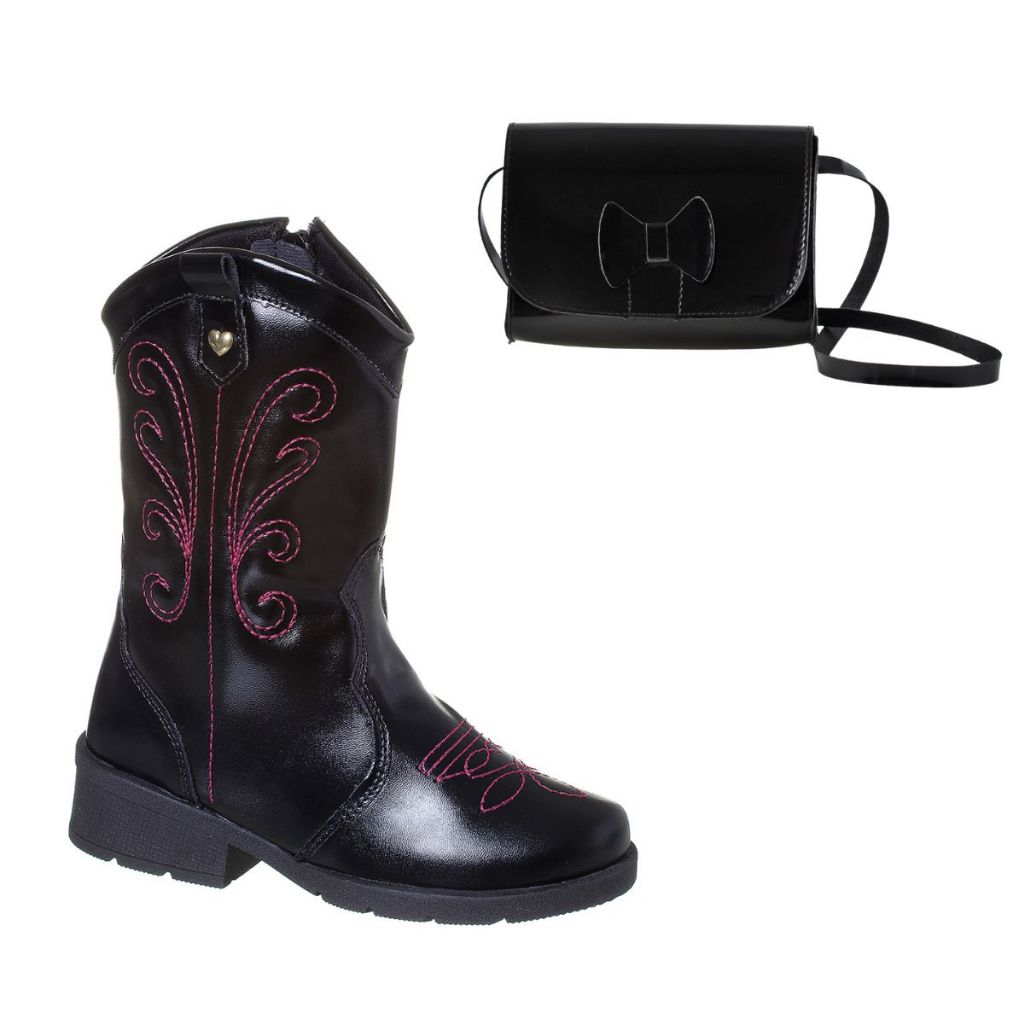Bota Texana Menina E Bolsa Infantil Menina Blogueira Coturno Feminina Infantil Saltinho Cano Longo Country em Oferta na Shopee