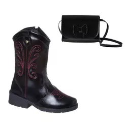 Bota Texana Menina E Bolsa Infantil Menina Blogueira Coturno Feminina Infantil Saltinho Cano Longo Country