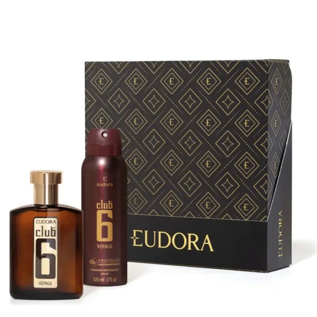 Presente Masculino Club 6 Voyage Colônia + Desodorante Aerossol Eudora em Oferta na Shopee
