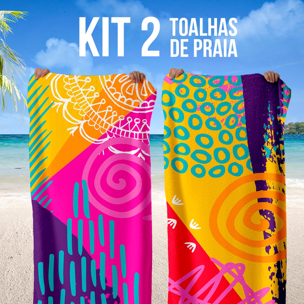 Kit 2 Toalhas Aveludadas – Estampas Modernas, Ideal para Praia ou Piscina