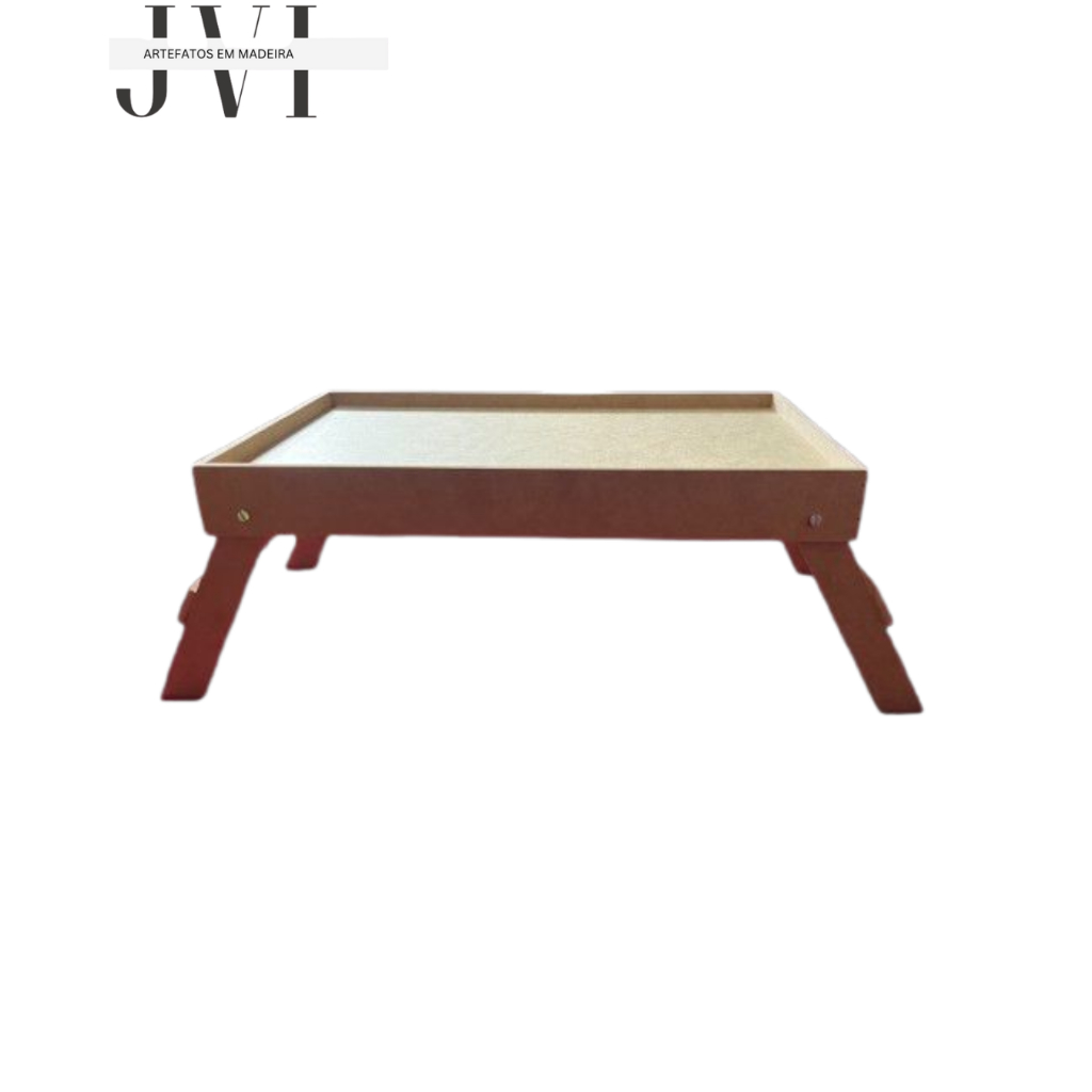 Bandeja Café da Manhã Com pés Retrateis em Mdf crú 45x28x5