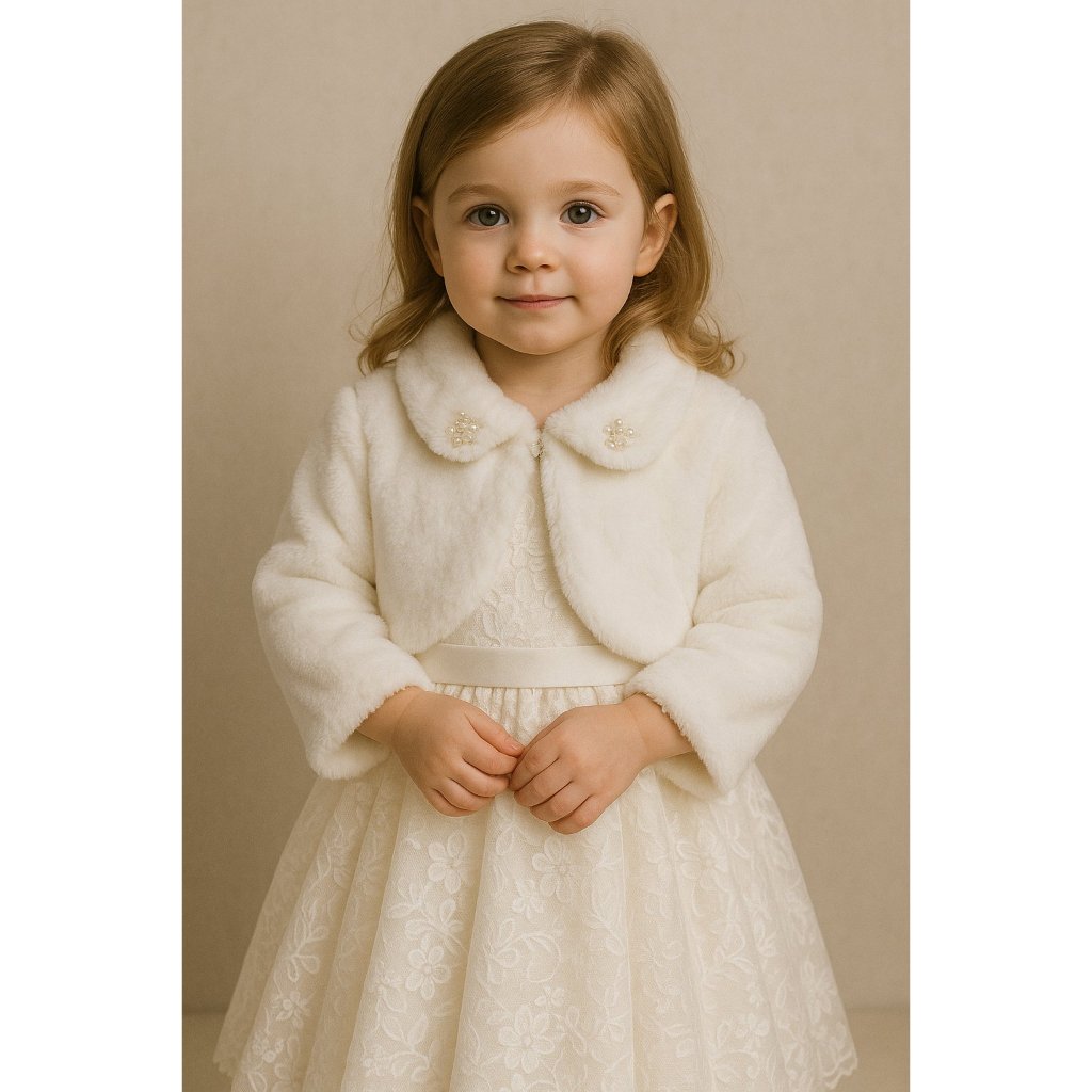 Bolero Pele Branco Batizado Bebê ate 10 anos em Oferta na Shopee
