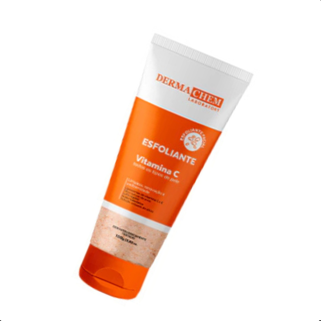 Gel Esfoliante Facial Vitamina C Dermachem 100g – Anti-idade, Clareador e Hidratante com Esferas Naturais