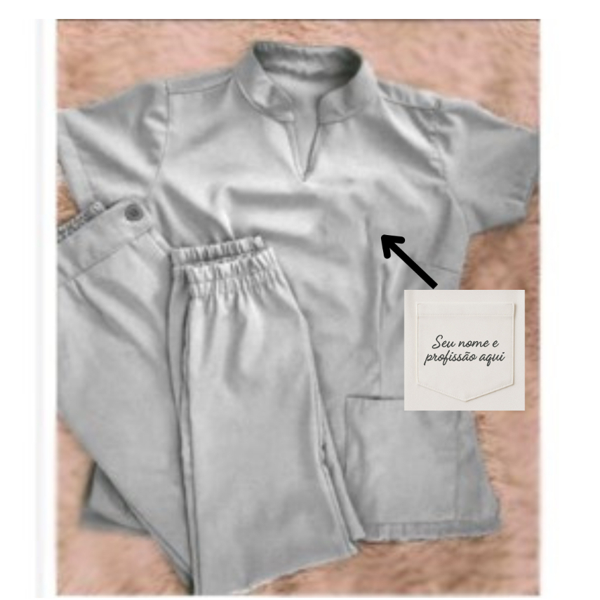 Pijama Cirurgico / Scrub Com Gola Padre + BORDADO NOME E PROFISSÃO INCLUSO