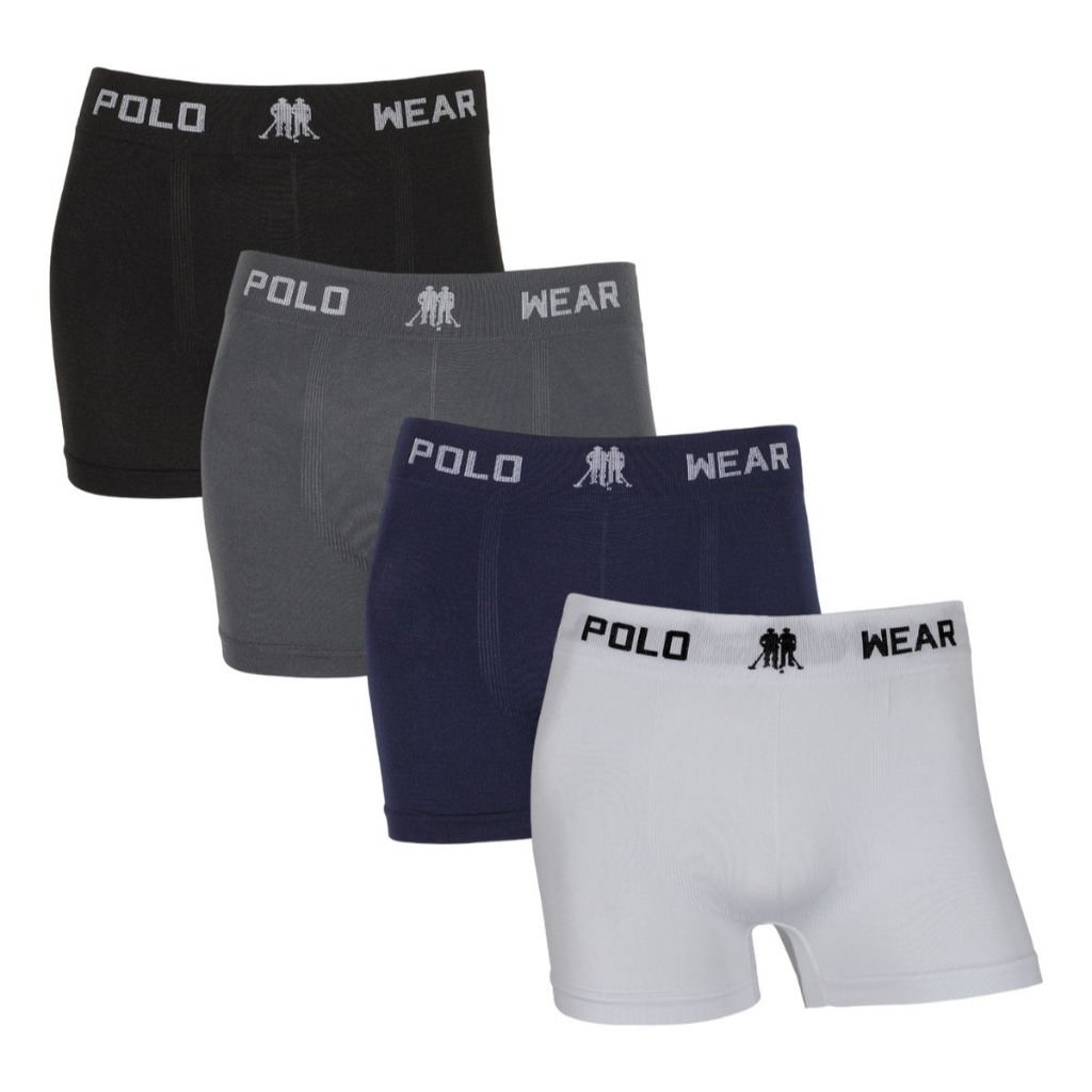 Kit 4 Cuecas Boxer Polo Wear Original Microfibra Sem Costura Masculina Confortável