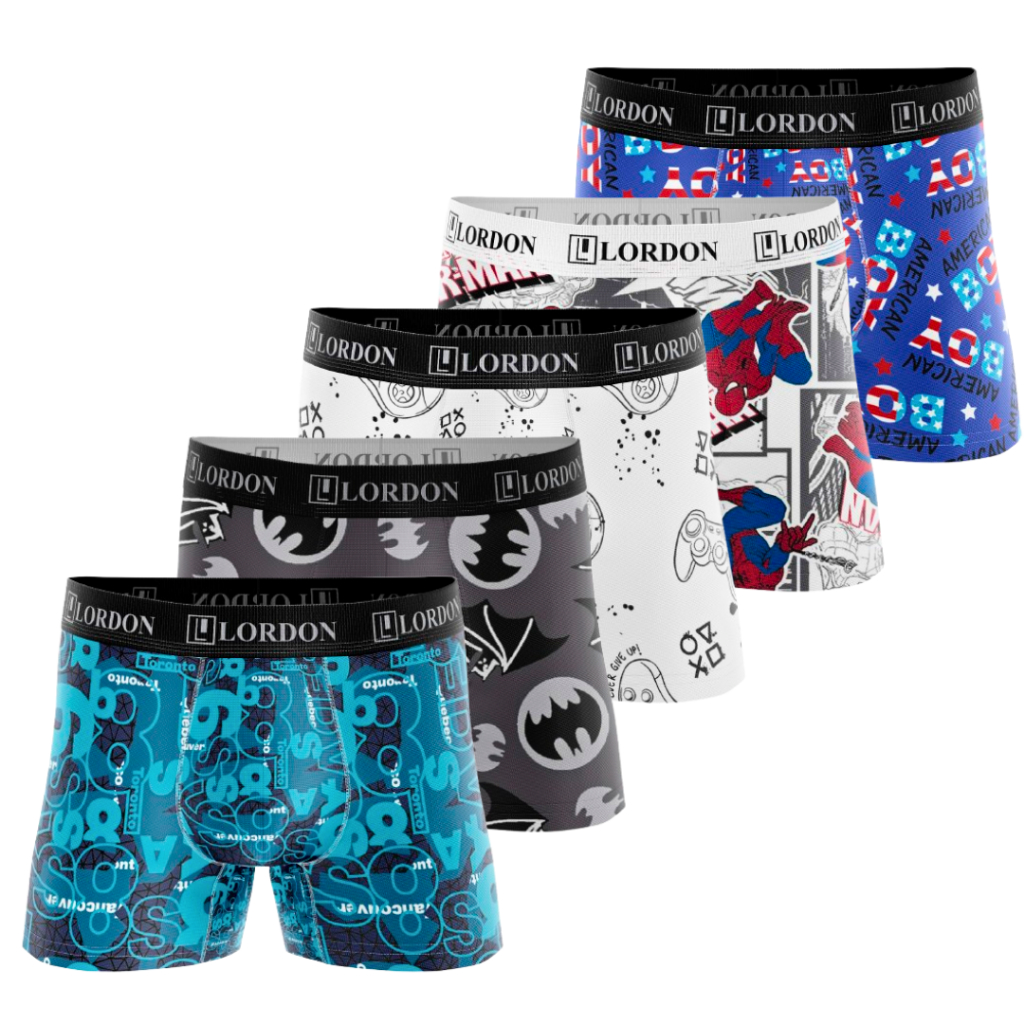 Kit 5 Cuecas Infantil Boxer Box De 01 a 12 Anos Juvenil Desenho Confortável em Oferta na Shopee