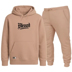 Kit Conjunto Moletom Blusa de Frio Blessed Abençoado Masculino Casaco Blusa Calça Agasalho Masculino