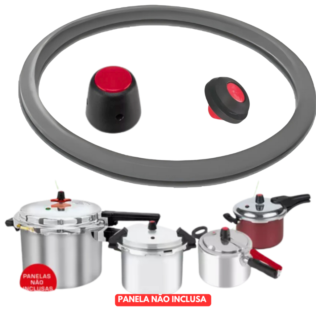 Kit Anel Borracha Vedação + Pino De Aço + Válvula Panelux 4.5L Reparo Panela Pressão