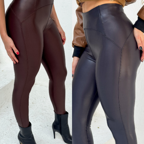 CALÇA SKINNY FEMENINA, TIPO COURO, TECIDO SUPLEX CIRRE em Oferta na Shopee