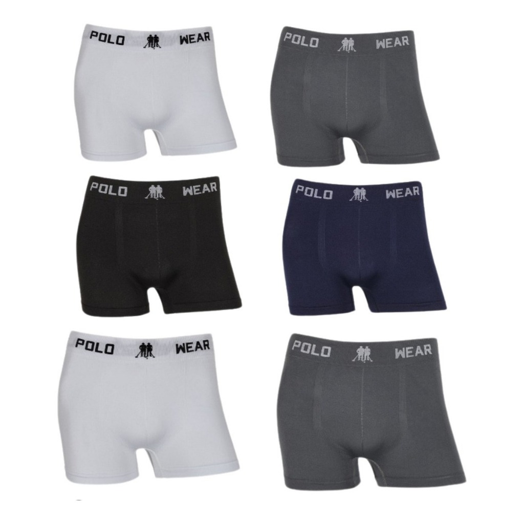 Kit 6 Cuecas Boxer Polo Wear Original Microfibra Sem Costura Masculina Confortável
