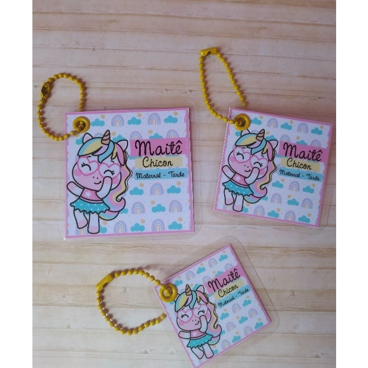 Kit com 3 Tags Mochila, Lancheira e Estojo, Tag identificação, material escolar, etiqueta escolar,volta aulas