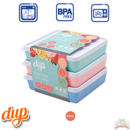 Kit com 3 Porta Frios Dublin Color 475ml Potes Herméticos Dup Microondas BPA Free