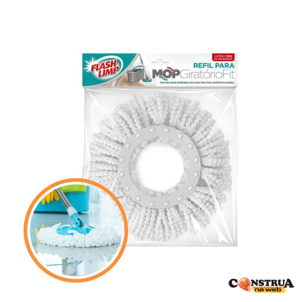 Kit 2 Refil Microfibra Mop Giratórios Fit Modelos: MOP5010 MOP5011 MOP9775 MOP9379 Flash Limp