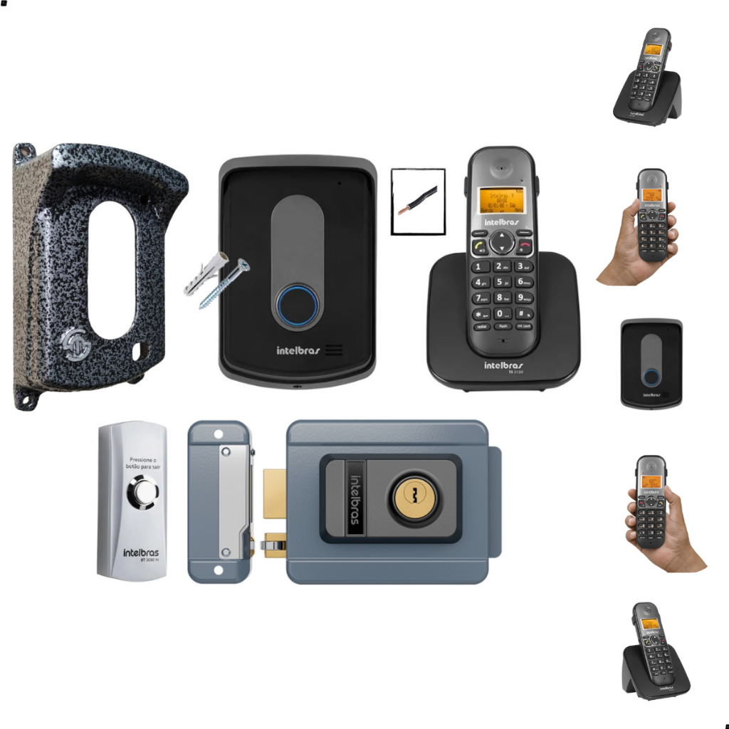 Combo Telefone Fixo sem fio Bina Intelbras e Interfone Externo TIS 5010 Completo.