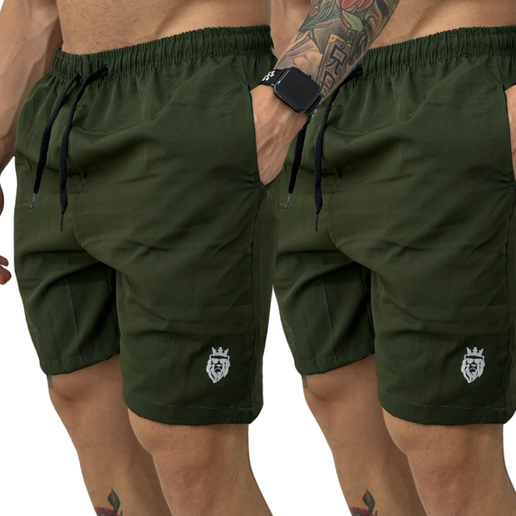 Kit 2 Bermuda Short Masculino Tactel Elastano Academia Treino Praia tecido leve conforto e estilo