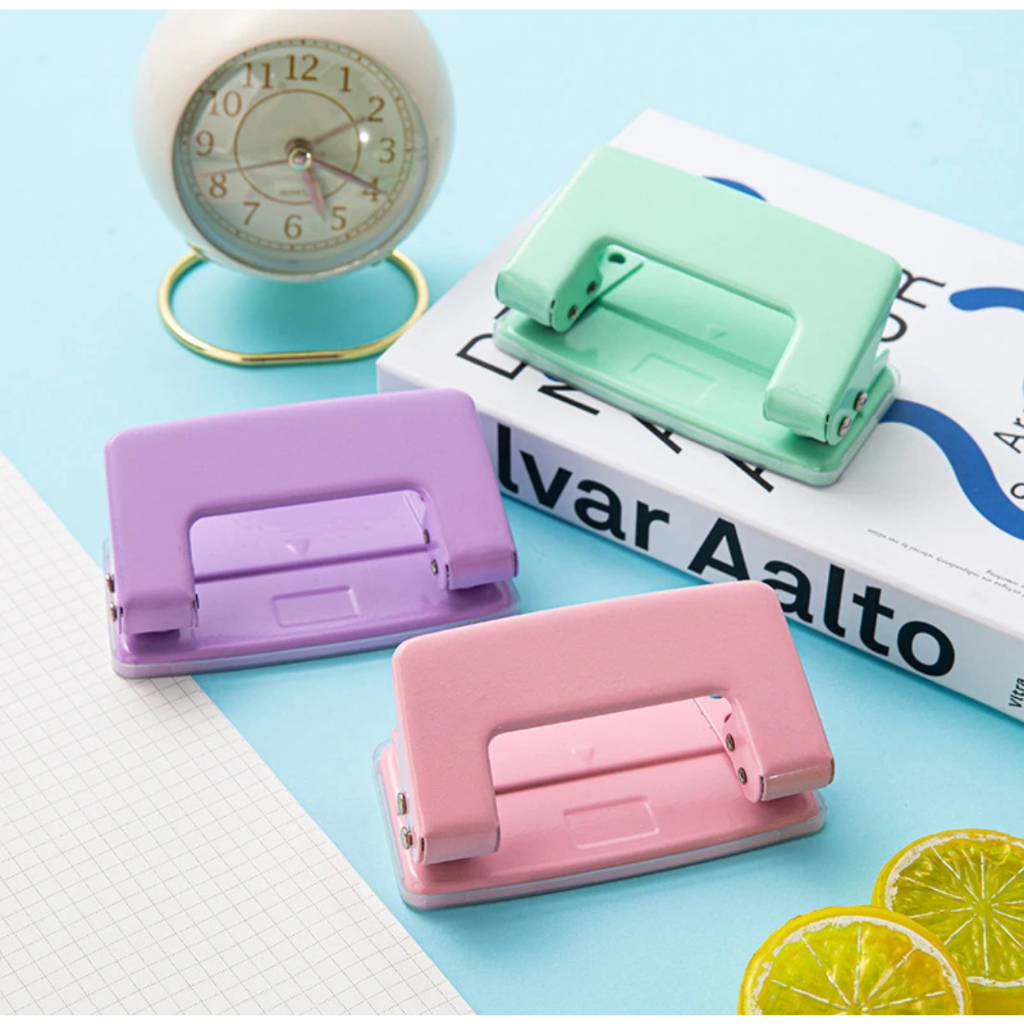 Furador de Papel 2 Furos 8 Folhas Tons Pastéis Papelaria em Oferta na Shopee