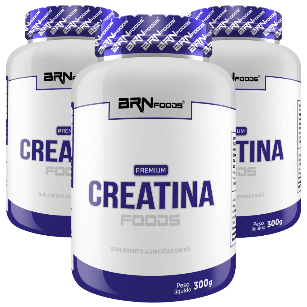 Kit 3x Premium Creatina 300g - Sabor Tangerina - BRN Foods - Health