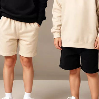 Kit 2 Bermudas Moletom Infantil Juvenil em Algodão Flanelado Com Cordão Para Amarrar Preto e Cáqui em Oferta na Shopee