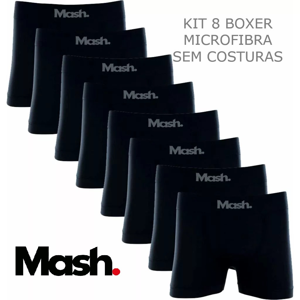 Kit 8 Cuecas Mash Boxer Sem Costura Box Microfibra