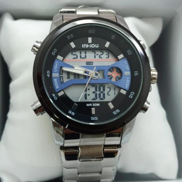 Relógio Masculino Ana-digi Metal A Prova D'Água Marca Inhou Modelo 1925 46mm em Oferta na Shopee