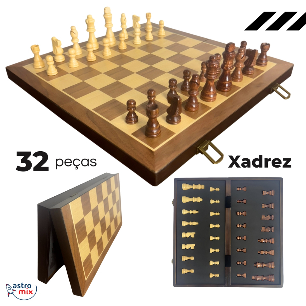 Jogo Xadrez Tabuleiro De Madeira 40x40 Cm Profissional