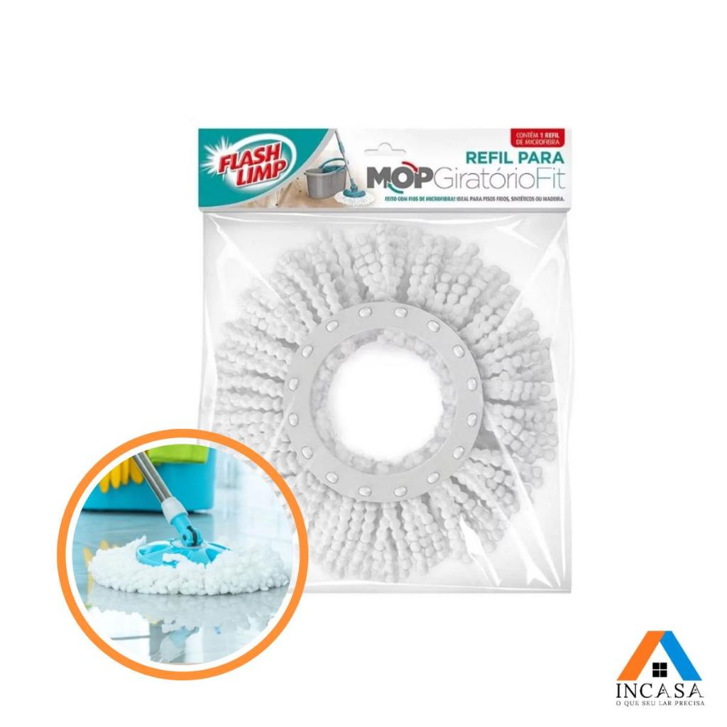 Kit 2 Refil Microfibra Para Mop Giratórios Fit Modelos: MOP5010 MOP5011 MOP9775 MOP9379 Flash Limp
