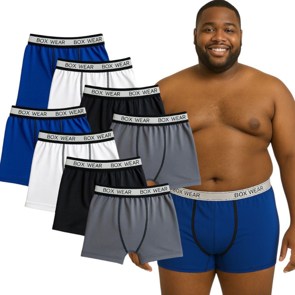 Kit 8 Cuecas Boxer Masculina Microfibra Plus Size Extra Grande Confortável Box Wear em Oferta na Shopee