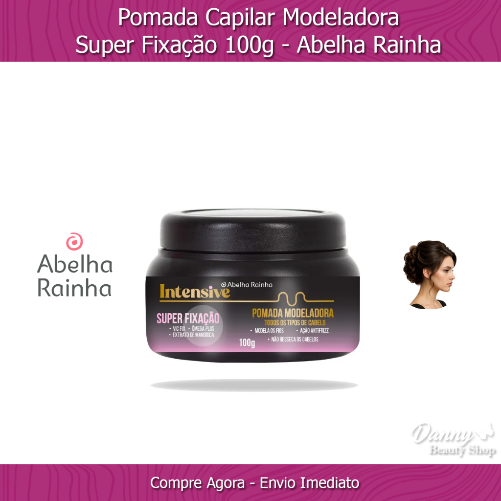 Pomada Capilar Modeladora Penteados Perfeitos Sem Frizz Super Fixacao 100G Intensive - Abelha Rainha