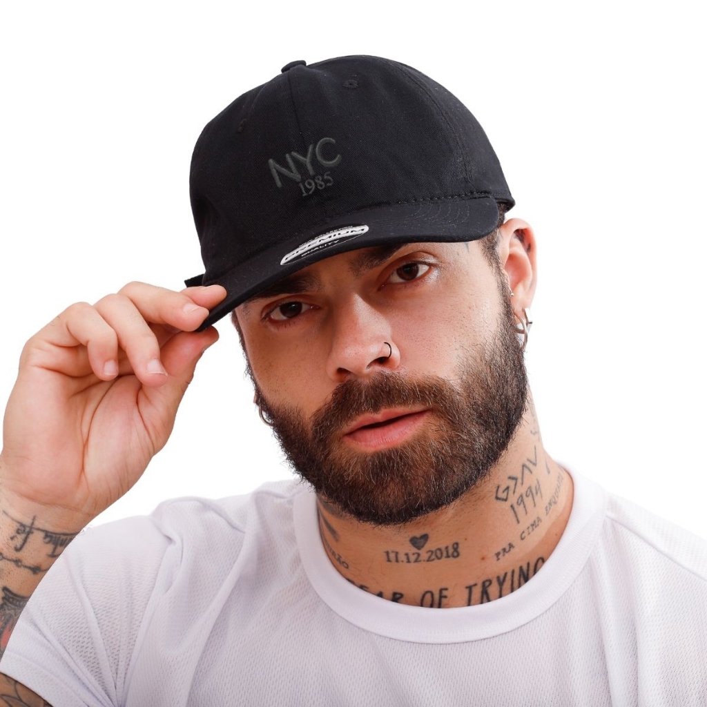 Boné Aba Curva Bordado New York City - NYC Sarja Algodão Strapback