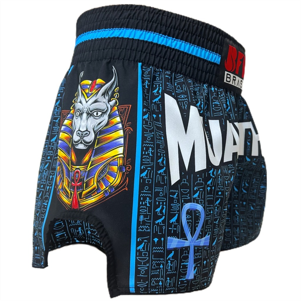 Short Muay Thai Bermuda Calção Tailandês - Egito Azul
