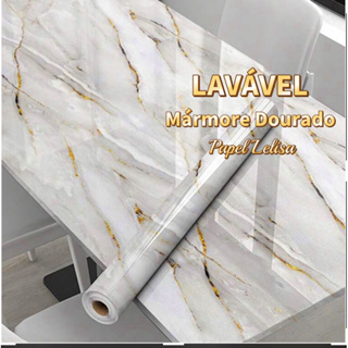 papel de parede Adesivos Brilante Lavável Mármore Dourado 4.5 Metro x 60cm Resistente a Agua/Óleo em Oferta na Shopee