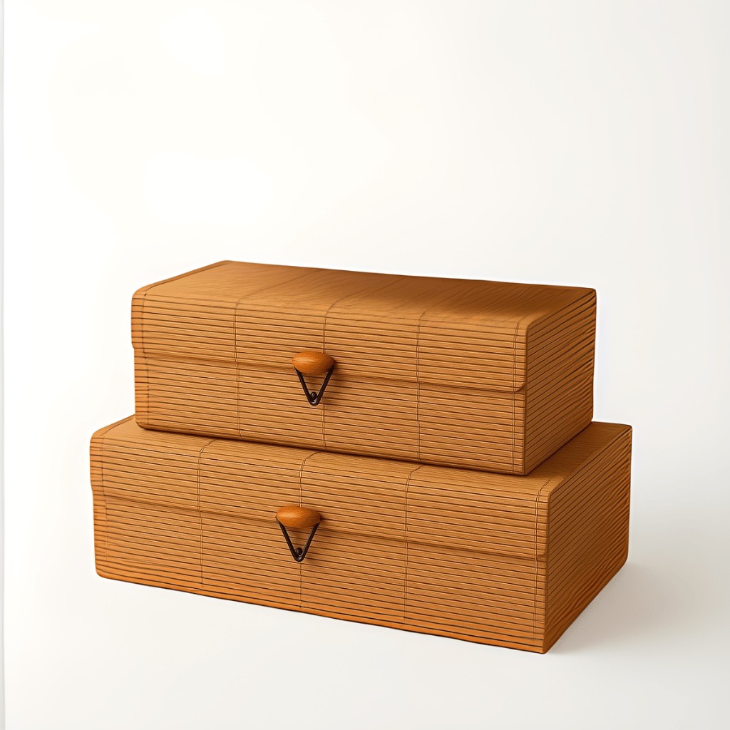 Kit 2 Porta Objetos Joias Chaves Retangular Organizador 15 18cm Bambu Decoração Casa Premi...